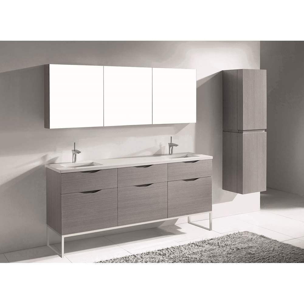 Madeli - Madeli Milano 72'' Free Standing Vanity Cabinet Ash Grey/HW: Polished Chrome(PC) - Ash Gray With Polished Chrome