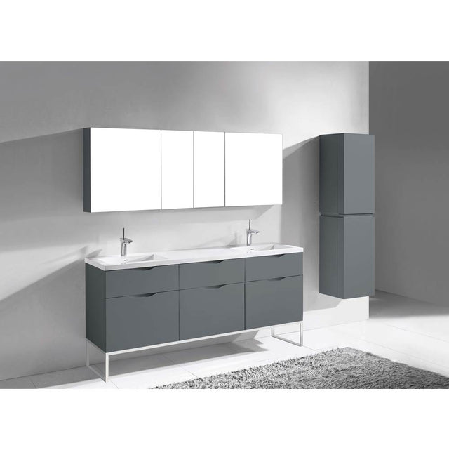 Madeli - Madeli Milano 72'' Free Standing Vanity Cabinet Studio Grey/HW: Brushed Nickel(BN) - Studio Gray With Brushed Nickel