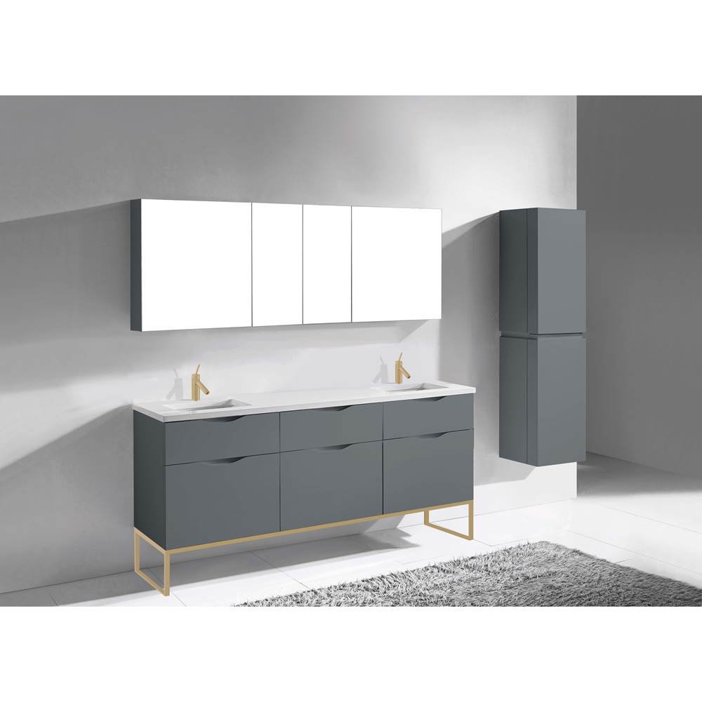Madeli - Madeli Milano 72'' Free Standing Vanity Cabinet Studio Grey/HW: Satin Brass(SB) - Studio Gray With Satin Brass