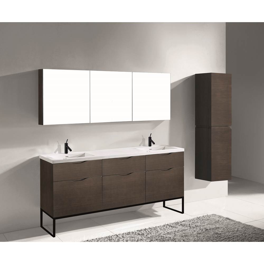 Madeli - Madeli Milano 72'' Free Standing Vanity Cabinet Walnut/HW: Matte Black(MB) - Walnut With Matte Black