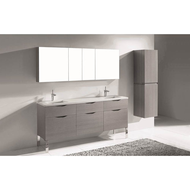 Madeli - Madeli Milano 72'' Free Standing Vanity Cabinet Ash Grey/HW: Polished Chrome(PC) - Ash Gray With Polished Chrome