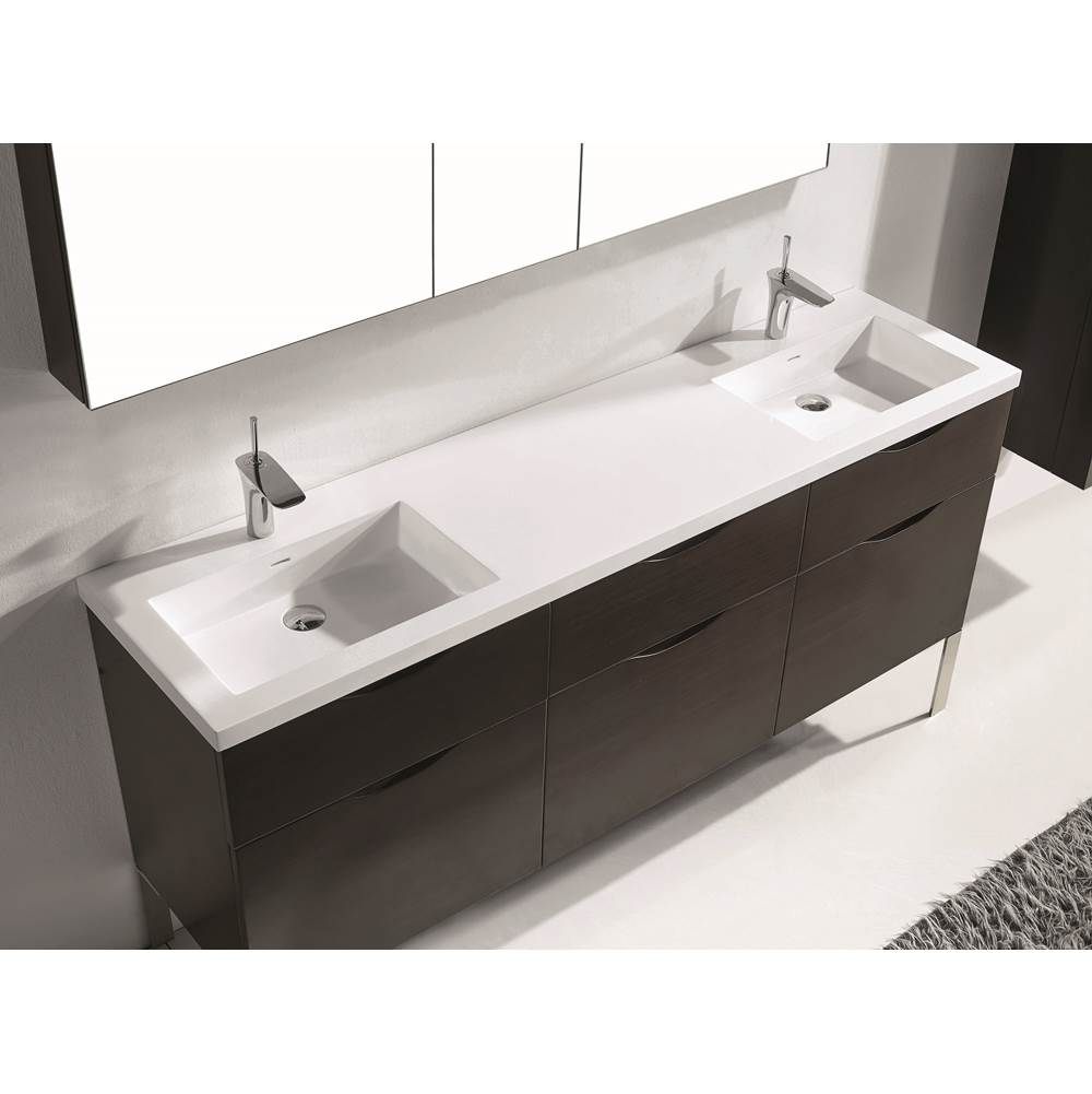 Madeli - Madeli Milano 72'' Free Standing Vanity Cabinet Walnut/HW: Brushed Nickel(BN) - Walnut With Brushed Nickel