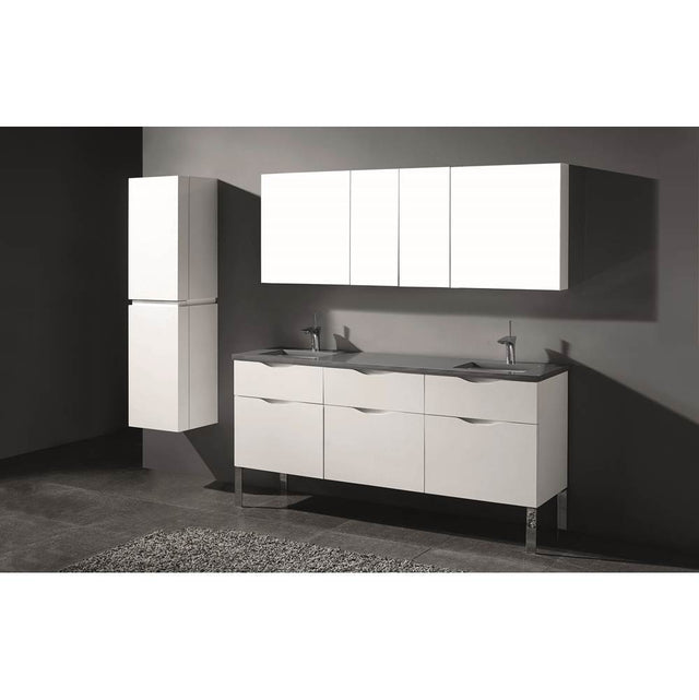 Madeli - Madeli Milano 72'' Free Standing Vanity Cabinet White/HW: Polished Chrome(PC) - White With Polished Chrome