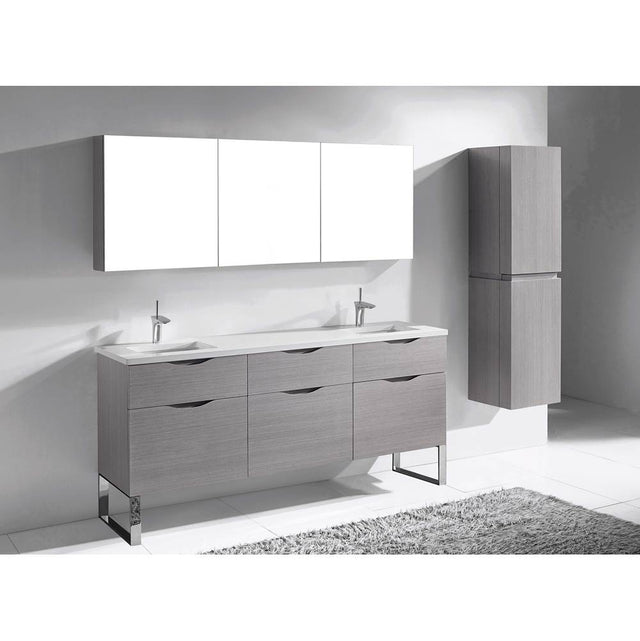 Madeli - Madeli Milano 72'' Free Standing Vanity Cabinet Ash Grey/HW: Brushed Nickel(BN) - Ash Gray With Brushed Nickel