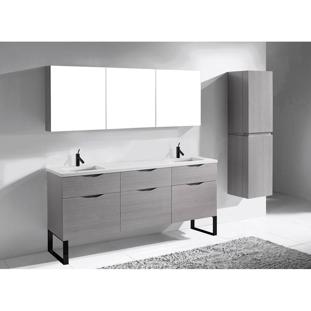 Madeli - Madeli Milano 72'' Free Standing Vanity Cabinet Ash Grey/HW: Matte Black(MB) - Ash Gray With Matte Black