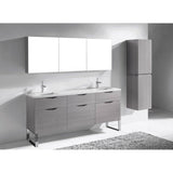 Madeli - Madeli Milano 72'' Free Standing Vanity Cabinet Ash Grey/HW: Polished Chrome(PC) - Ash Gray With Polished Chrome
