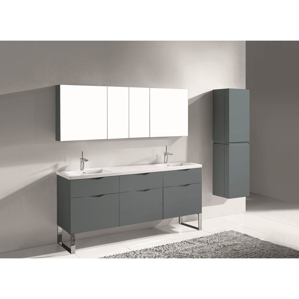 Madeli - Madeli Milano 72'' Free Standing Vanity Cabinet Studio Grey/HW: Polished Chrome(PC) - Studio Gray With Polished Chrome