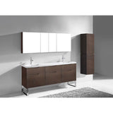 Madeli - Madeli Milano 72'' Free Standing Vanity Cabinet Walnut/HW: Brushed Nickel(BN) - Walnut With Brushed Nickel