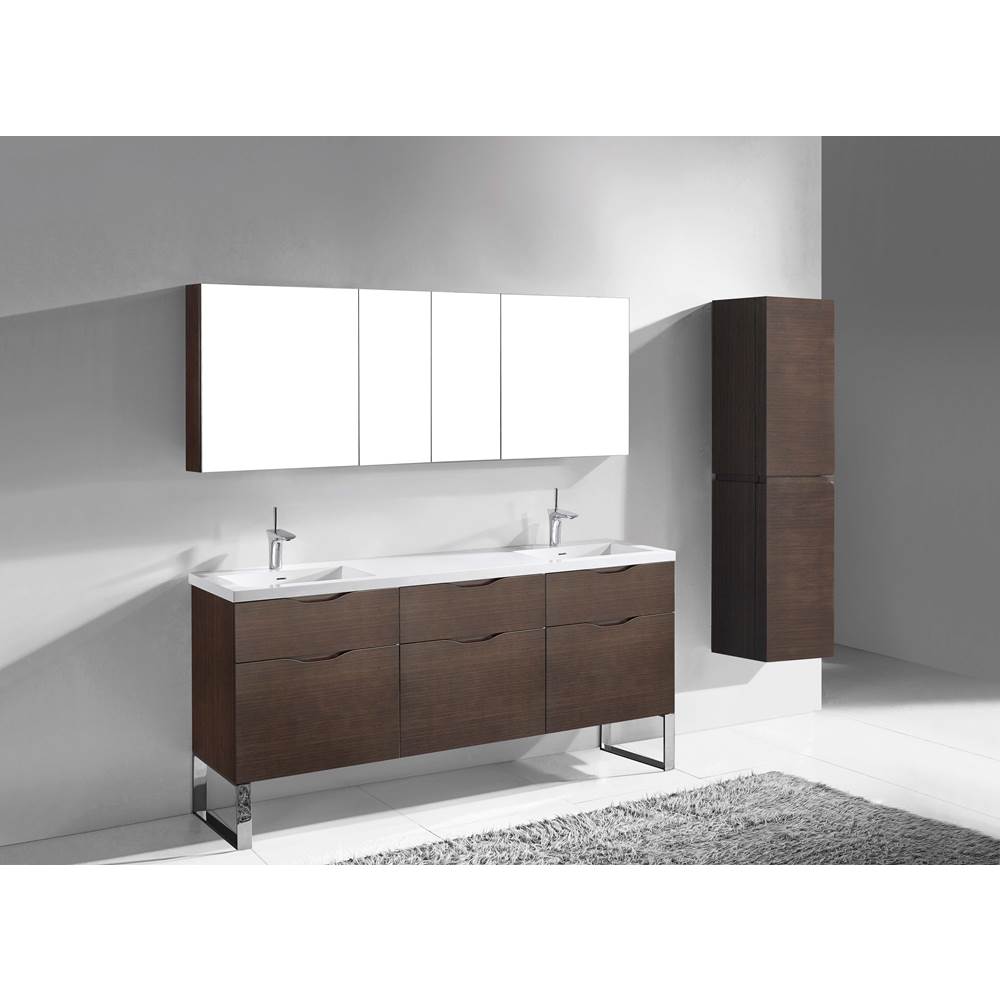 Madeli - Madeli Milano 72'' Free Standing Vanity Cabinet Walnut/HW: Polished Chrome(PC) - Walnut With Polished Chrome