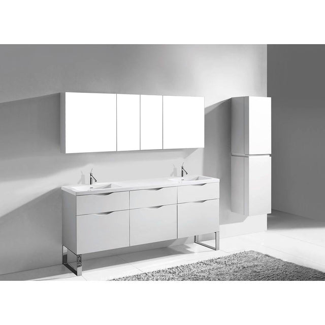Madeli - Madeli Milano 72'' Free Standing Vanity Cabinet White/HW: Brushed Nickel(BN) - White With Brushed Nickel
