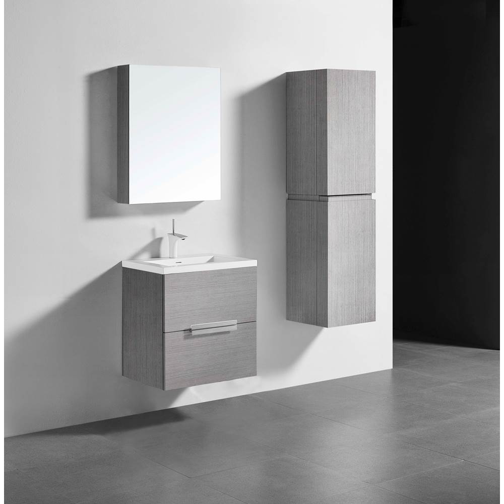 Madeli - Madeli Urban 24'' Wall hung  Vanity Cabinet in Ash Grey Finish/HW: Polished Chrome(PC) - Ash Gray With Polished Chrome