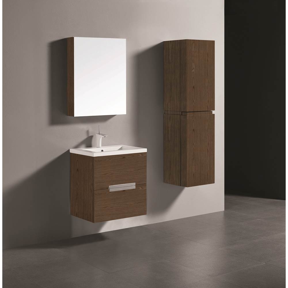 Madeli - Madeli Urban 24'' Wall hung  Vanity Cabinet in Brandy Finish/HW: Polished Nickel(PN) - Brandy With Polished Nickel