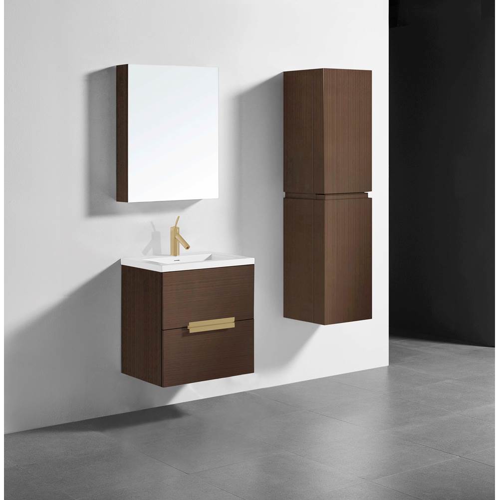 Madeli - Madeli Urban 24'' Wall hung Vanity Cabinet in Walnut Finish/HW: Satin Brass(SB) - Walnut With Satin Brass