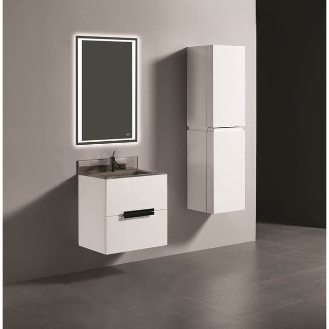 Madeli - Madeli Urban 24'' Wall hung  Vanity Cabinet in White Finish/HW: Matte Black(MB) - White With Matte Black