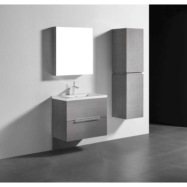 Madeli - Madeli Urban 30'' Wall hung  Vanity Cabinet in Ash Grey Finish/HW: Satin Brass(SB) - Ash Gray With Satin Brass
