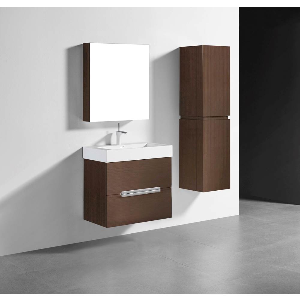Madeli - Madeli Urban 30'' Wall hung Vanity Cabinet in Walnut Finish/HW: Polished Chrome(PC) - Walnut With Polished Chrome