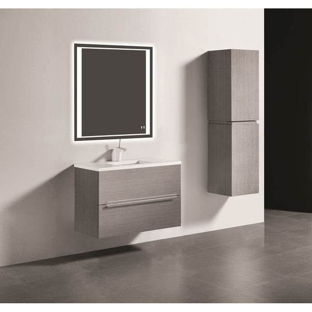 Madeli - Madeli Urban 36'' Wall hung  Vanity Cabinet in Ash Grey Finish/HW: Polished Chrome(PC) - Ash Gray With Polished Chrome
