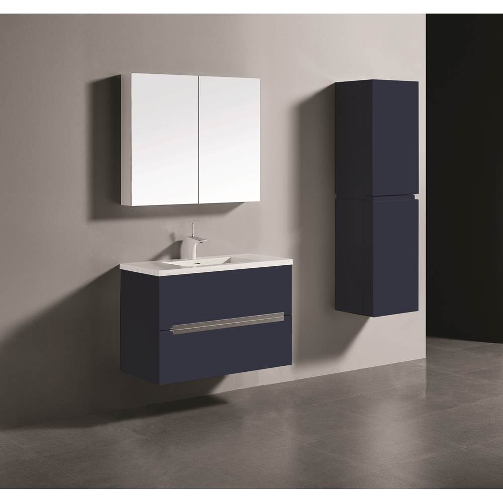 Madeli - Madeli Urban 36'' Wall hung Vanity Cabinet in Sapphire Finish/HW: Satin Brass(SB) - Sapphire With Satin Brass