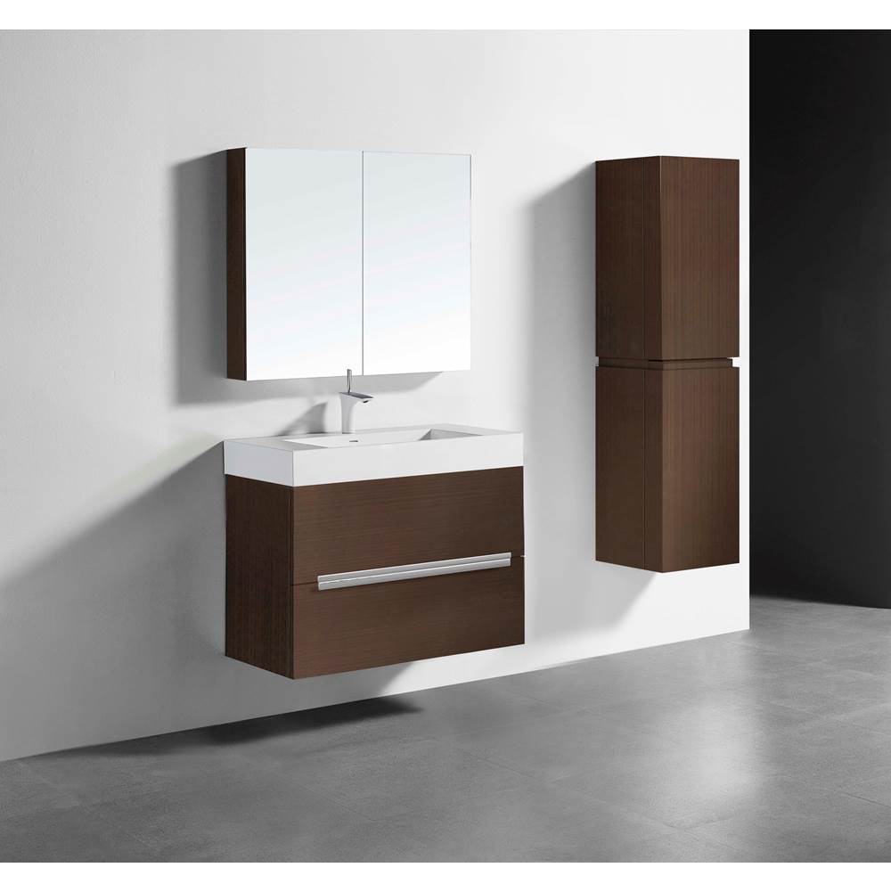 Madeli - Madeli Urban 36'' Wall hung Vanity Cabinet in Walnut Finish/HW: Polished Nickel(PN) - Walnut With Polished Nickel