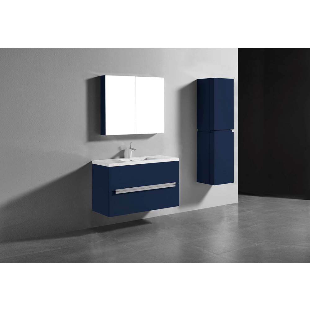 Madeli - Madeli Urban 42'' Wall hung  Vanity Cabinet in Sapphire Finish/HW: Poloished Nickel(PN) - Sapphire With Polished Nickel