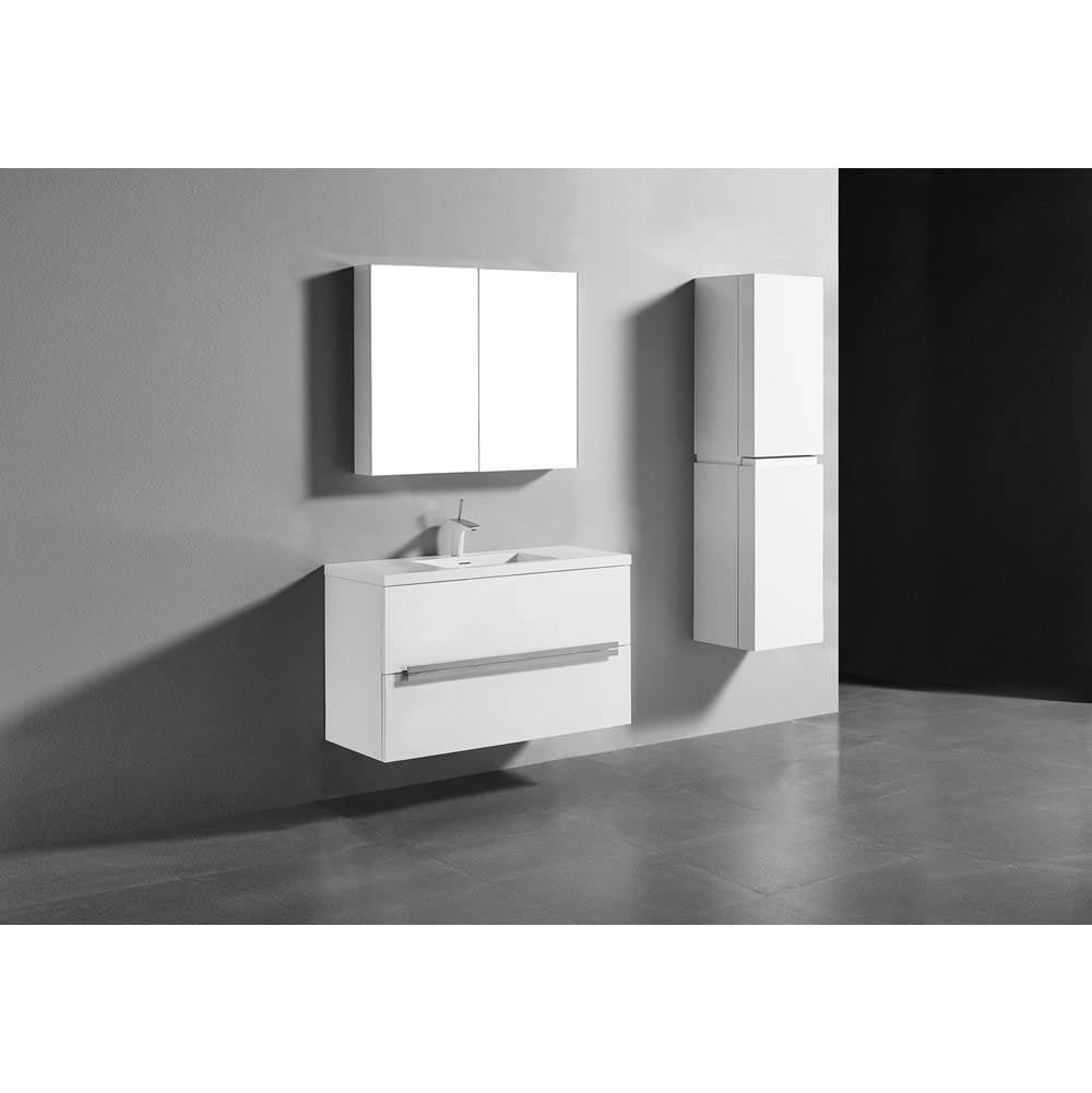 Madeli - Madeli Urban 42'' Wall hung  Vanity Cabinet in White Finish/HW: Matte Black(MB) - White With Matte Black