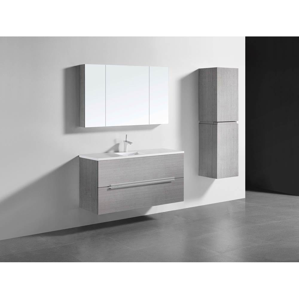 Madeli - Madeli Urban 48C'' Wall hung  Vanity Cabinet in Ash Grey Finish/HW: Matte Black(MB) - Ash Gray With Matte Black