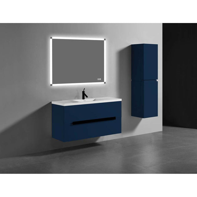 Madeli - Madeli Urban 48C'' Wall hung  Vanity Cabinet in Sapphire Finish/HW: Matte Black(MB) - Sapphire With Matte Black