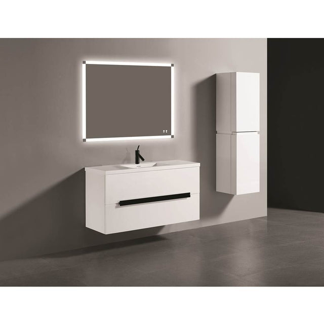 Madeli - Madeli Urban 48C'' Wall hung  Vanity Cabinet in White Finish/HW: Matte Black(MB) - White With Matte Black