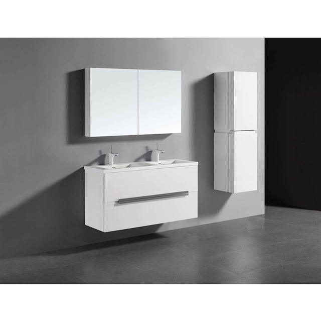 Madeli - Madeli Urban 48D'' Wall hung  Vanity Cabinet in White Finish/HW: Matte Black(MB) - White With Matte Black
