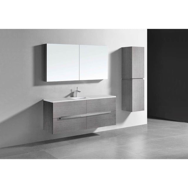 Madeli - Madeli Urban 60C'' Wall hung  Vanity Cabinet in Ash Grey Finish/HW: Brushed Nickel(BN) - Ash Gray With Brushed Nickel