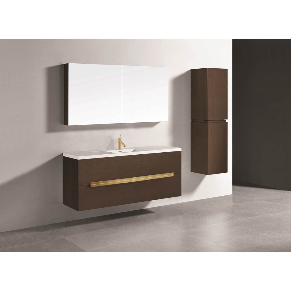 Madeli - Madeli Urban 60C'' Wall hung Vanity Cabinet in Walnut Finish/HW: Matte Black(MB) - Walnut With Matte Black