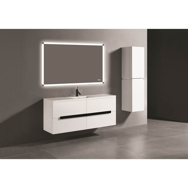 Madeli - Madeli Urban 60C'' Wall hung  Vanity Cabinet in White Finish/HW: Brushed Nickel(BN) - White With Brushed Nickel