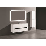 Madeli - Madeli Urban 60C'' Wall hung  Vanity Cabinet in White Finish/HW: Satin Brass(SB) - White With Satin Brass