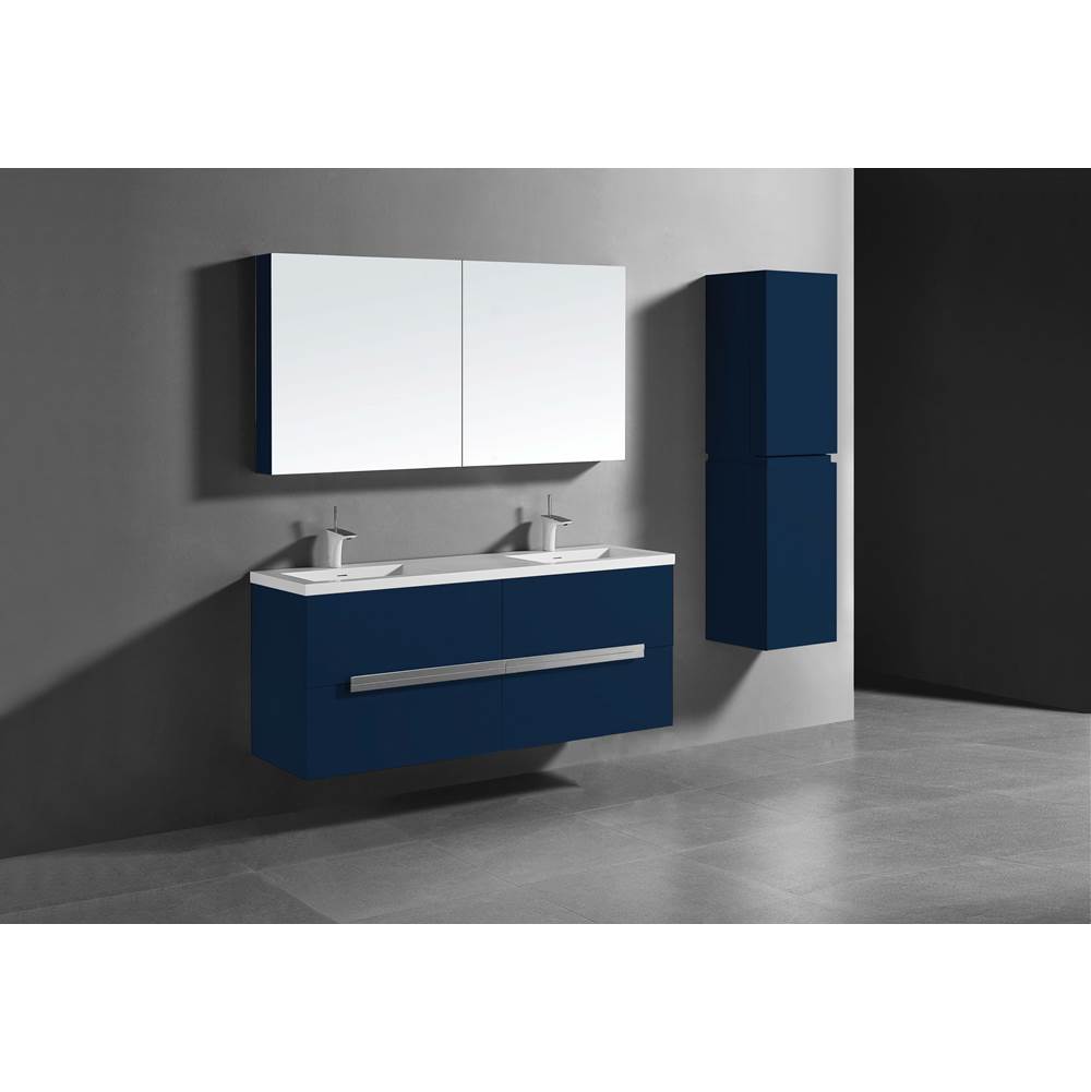 Madeli - Madeli Urban 60D'' Wall hung Vanity Cabinet in Sapphire Finish/HW: Polished Chrome(PC) - Sapphire With Polished Chrome