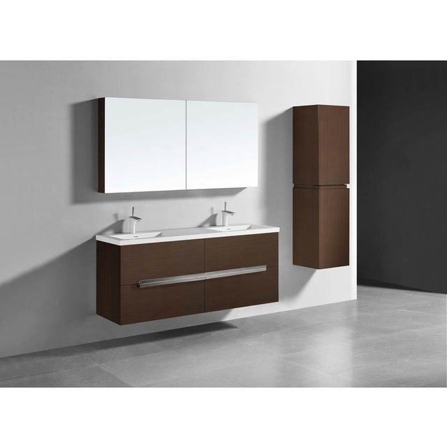 Madeli - Madeli Urban 60D'' Wall hung Vanity Cabinet in Walnut Finish/HW: Polished Nickel(PN) - Walnut With Polished Nickel