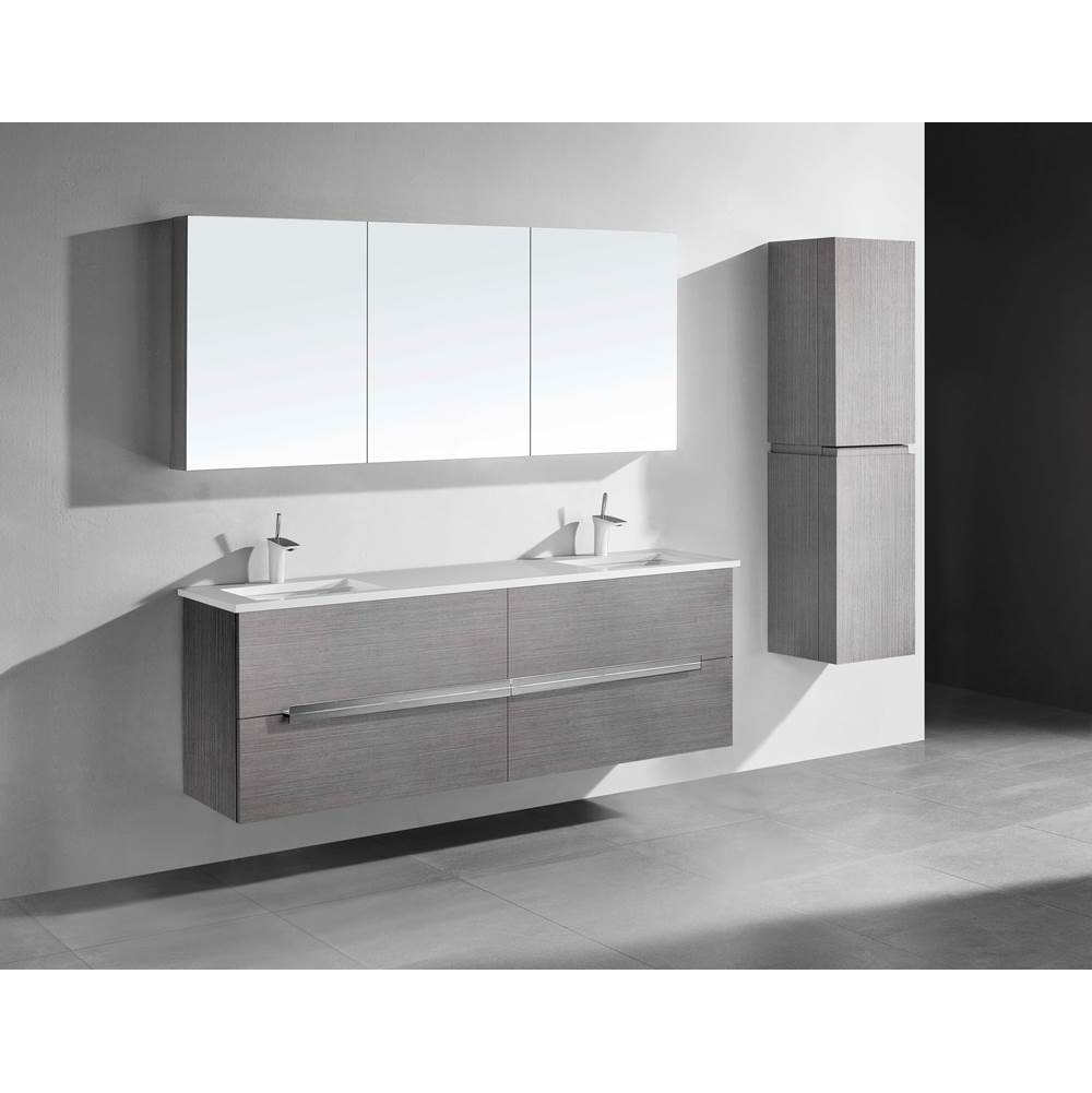 Madeli - Madeli Urban 72'' Wall hung  Vanity Cabinet in Ash Grey Finish/HW: Brushed Nickel(BN) - Ash Gray With Brushed Nickel