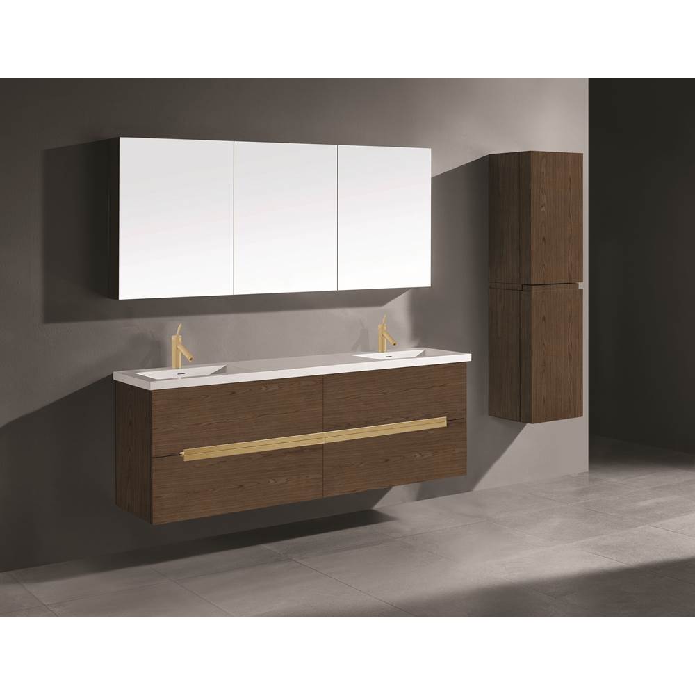Madeli - Madeli Urban 72'' Wall hung  Vanity Cabinet in Brandy Finish/HW: Matte Black(MB) - Brandy With Matte Black