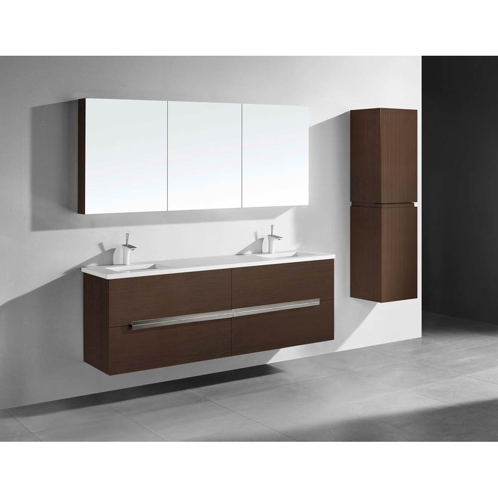 Madeli - Madeli Urban 72'' Wall hung Vanity Cabinet in Walnut Finish/HW: Matte Black(MB) - Walnut With Matte Black