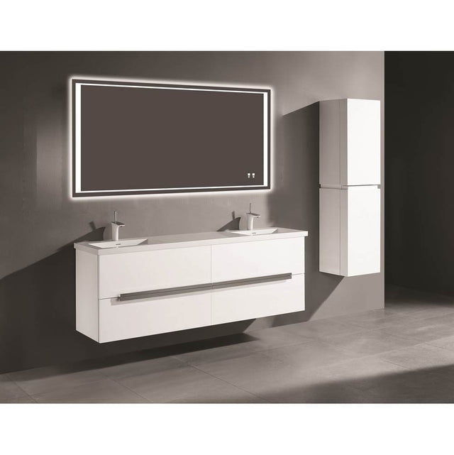 Madeli - Madeli Urban 72'' Wall hung  Vanity Cabinet in White Finish/HW: Brushed Nickel(BN) - White With Brushed Nickel