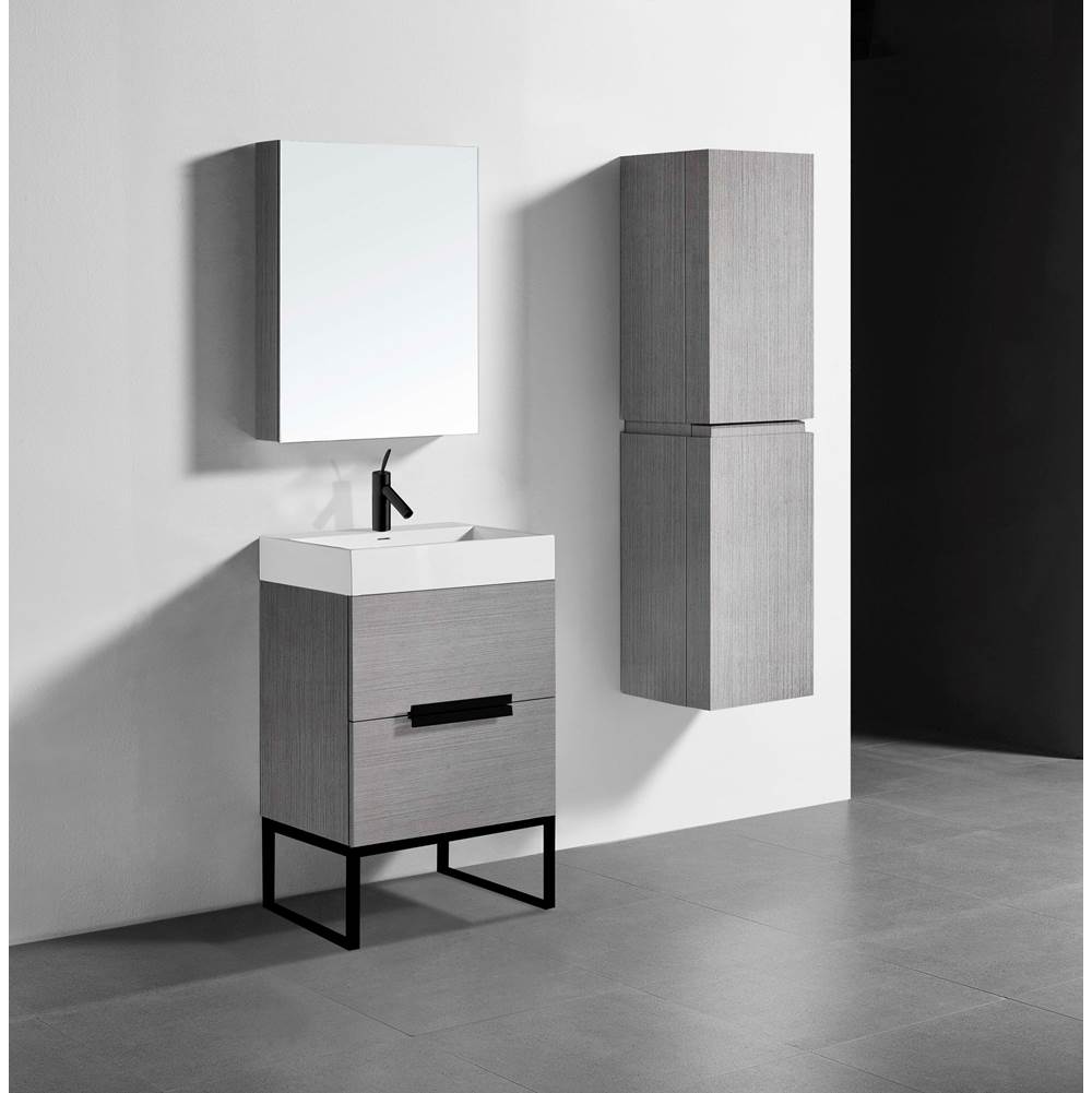 Madeli - Madeli Soho 24'' Free standing Vanity Cabinet in Ash Grey/HW: Matte Black(MB) - Ash Gray With Matte Black