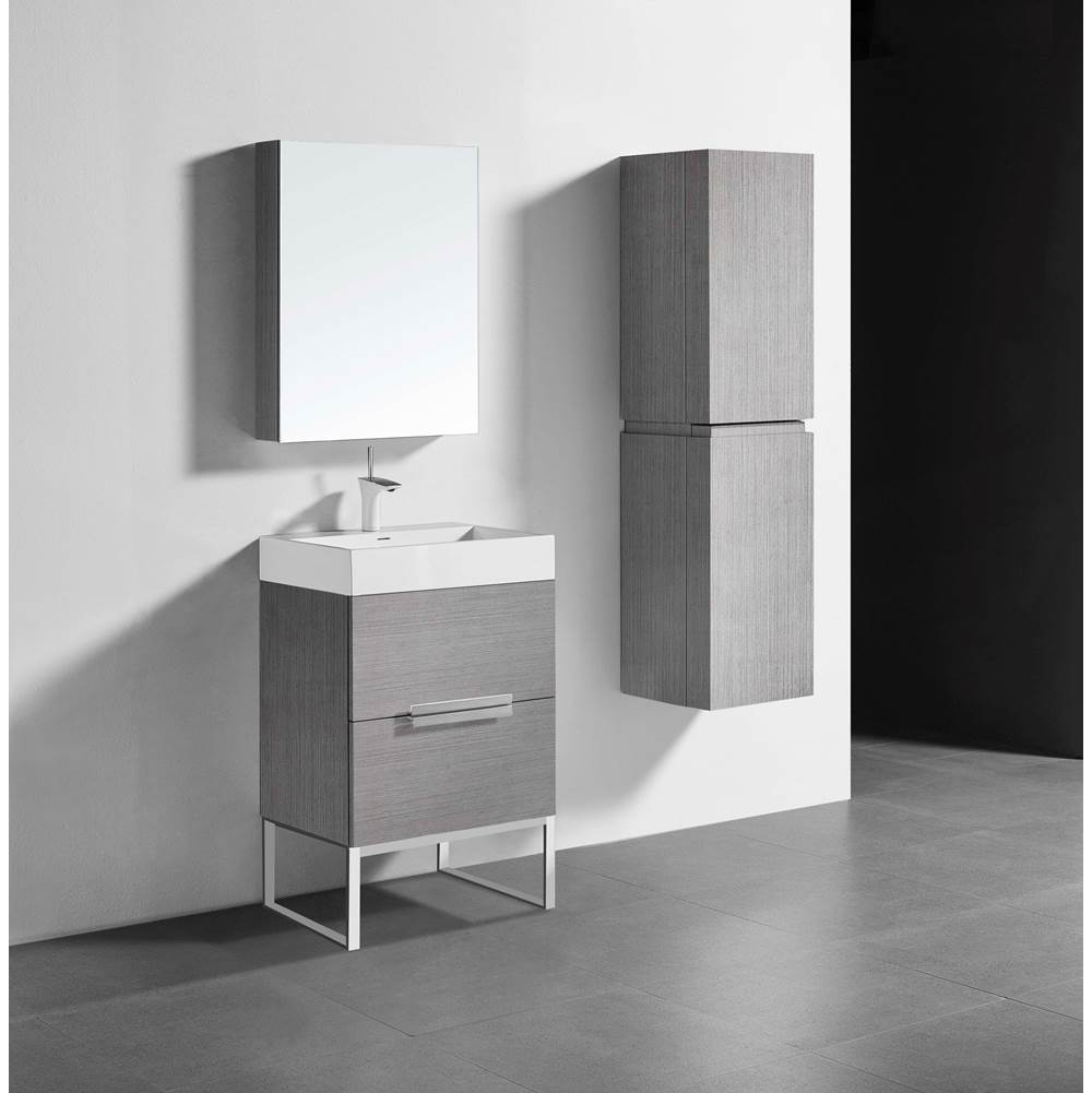 Madeli - Madeli Soho 24'' Free standing Vanity Cabinet in Ash Grey/HW: Polished Chrome(PC) - Ash Gray With Polished Chrome