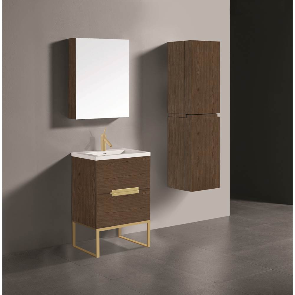 Madeli - Madeli Soho 24'' Free standing Vanity Cabinet in Brandy/HW: Polished Chrome(PC) - Brandy With Polished Chrome