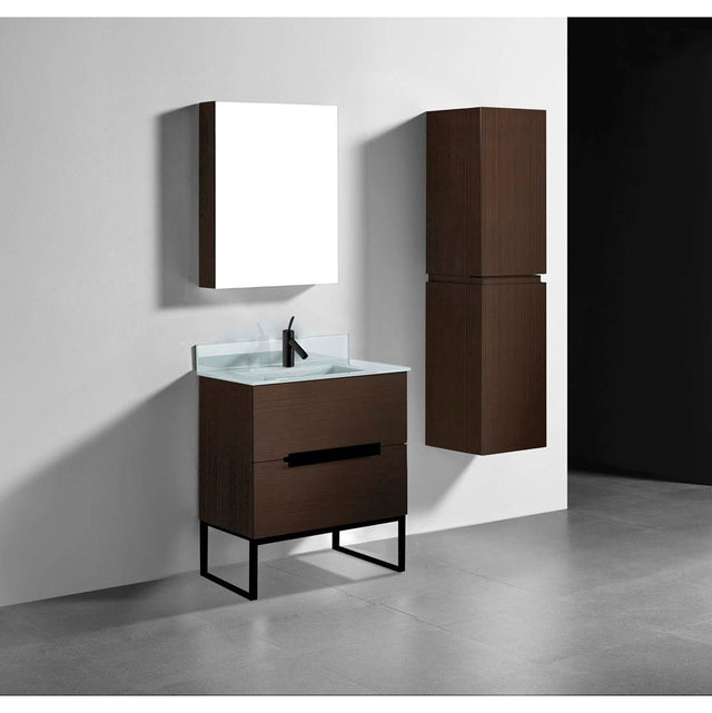 Madeli - Madeli Soho 24'' Free standing Vanity Cabinet in Walnut/HW: Matte Black(MB) - Walnut With Matte Black