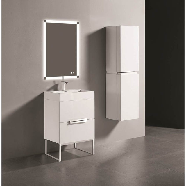 Madeli - Madeli Soho 24'' Free standing Vanity Cabinet in White/HW: Brushed Nickel(BN) - White With Brushed Nickel