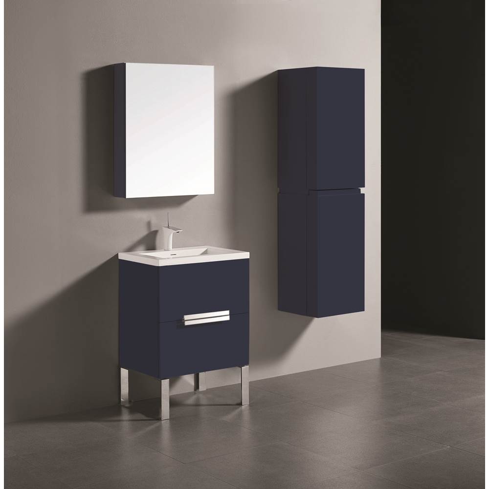 Madeli - Madeli Soho 24'' Free standing Vanity Cabinet in Sapphire/HW: Polished Chrome(PC) - Sapphire With Polished Chrome