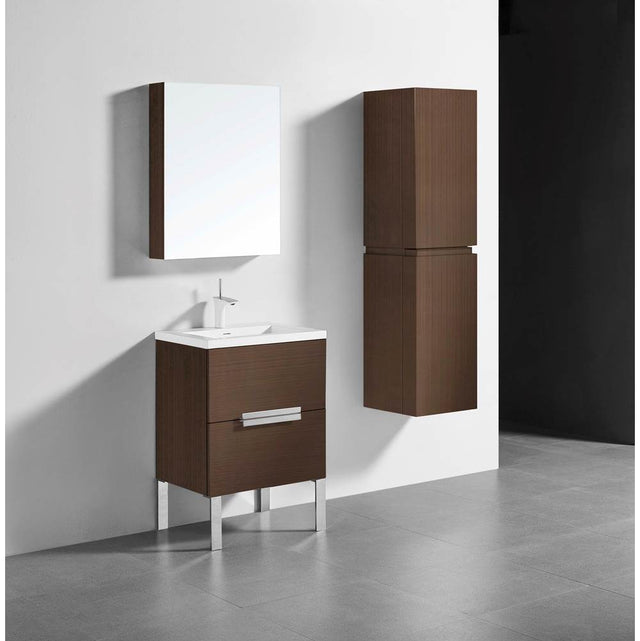 Madeli - Madeli Soho 24'' Free standing Vanity Cabinet in Walnut/HW: Polished Nickel(PN) - Walnut With Polished Nickel