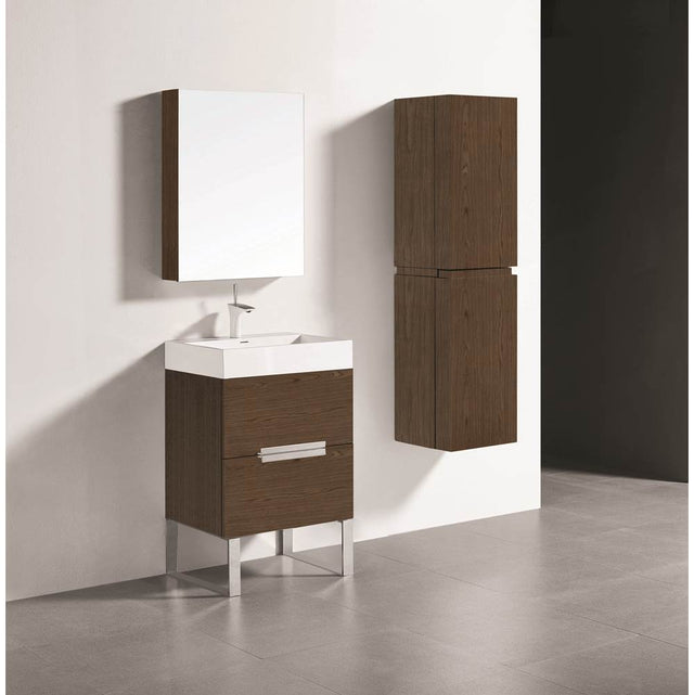 Madeli - Madeli Soho 24'' Free standing Vanity Cabinet in Brandy/HW: Polished Chrome(PC) - Brandy With Polished Chrome