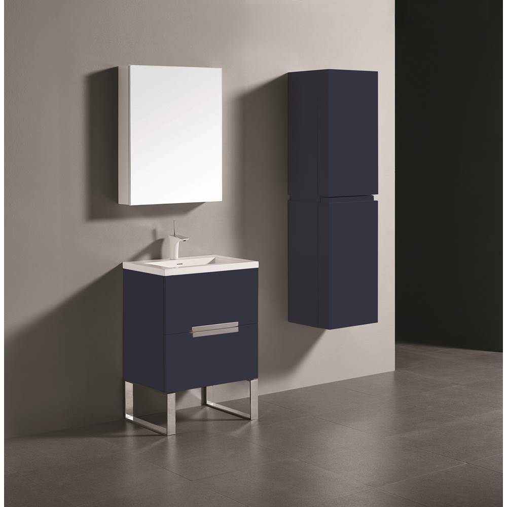 Madeli - Madeli Soho 24'' Free standing Vanity Cabinet in Sapphire/HW: Polished Chrome(PC) - Sapphire With Polished Chrome