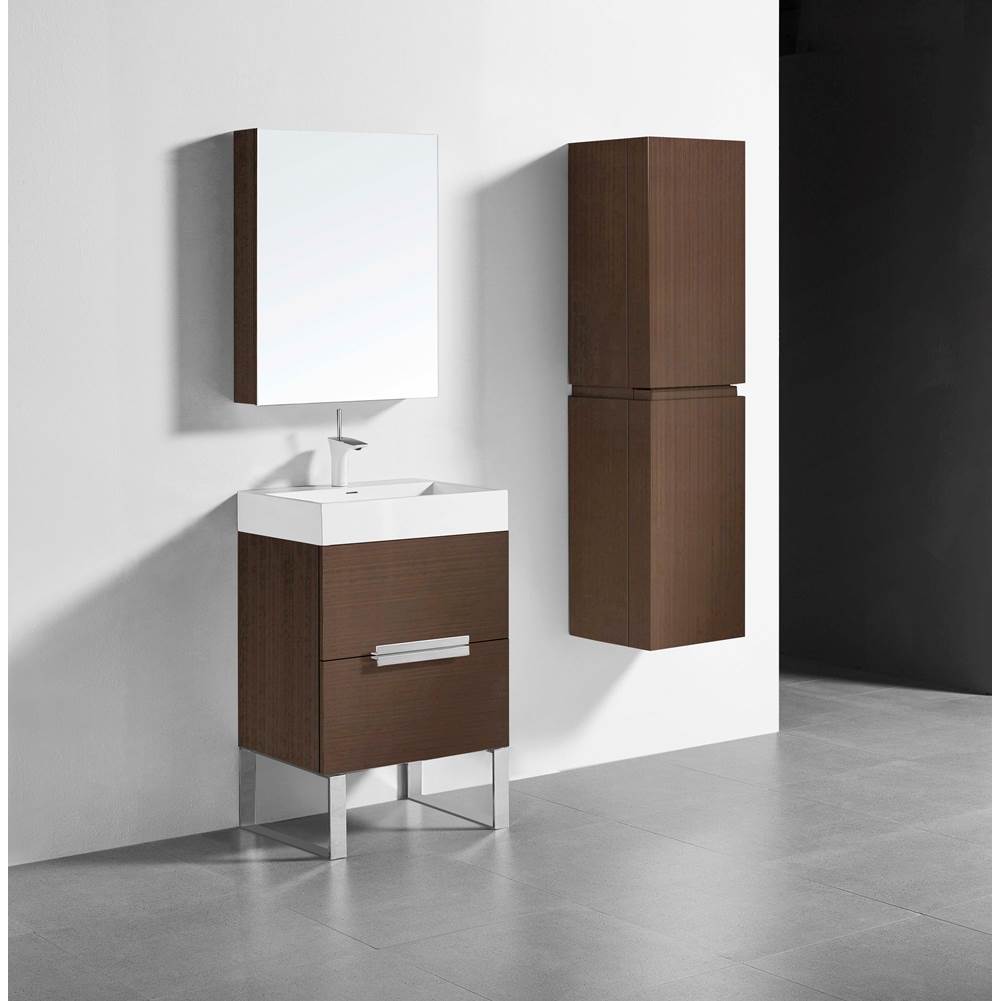 Madeli - Madeli Soho 24'' Free standing Vanity Cabinet in Walnut/HW: Polished Nickel(PN) - Walnut With Polished Nickel