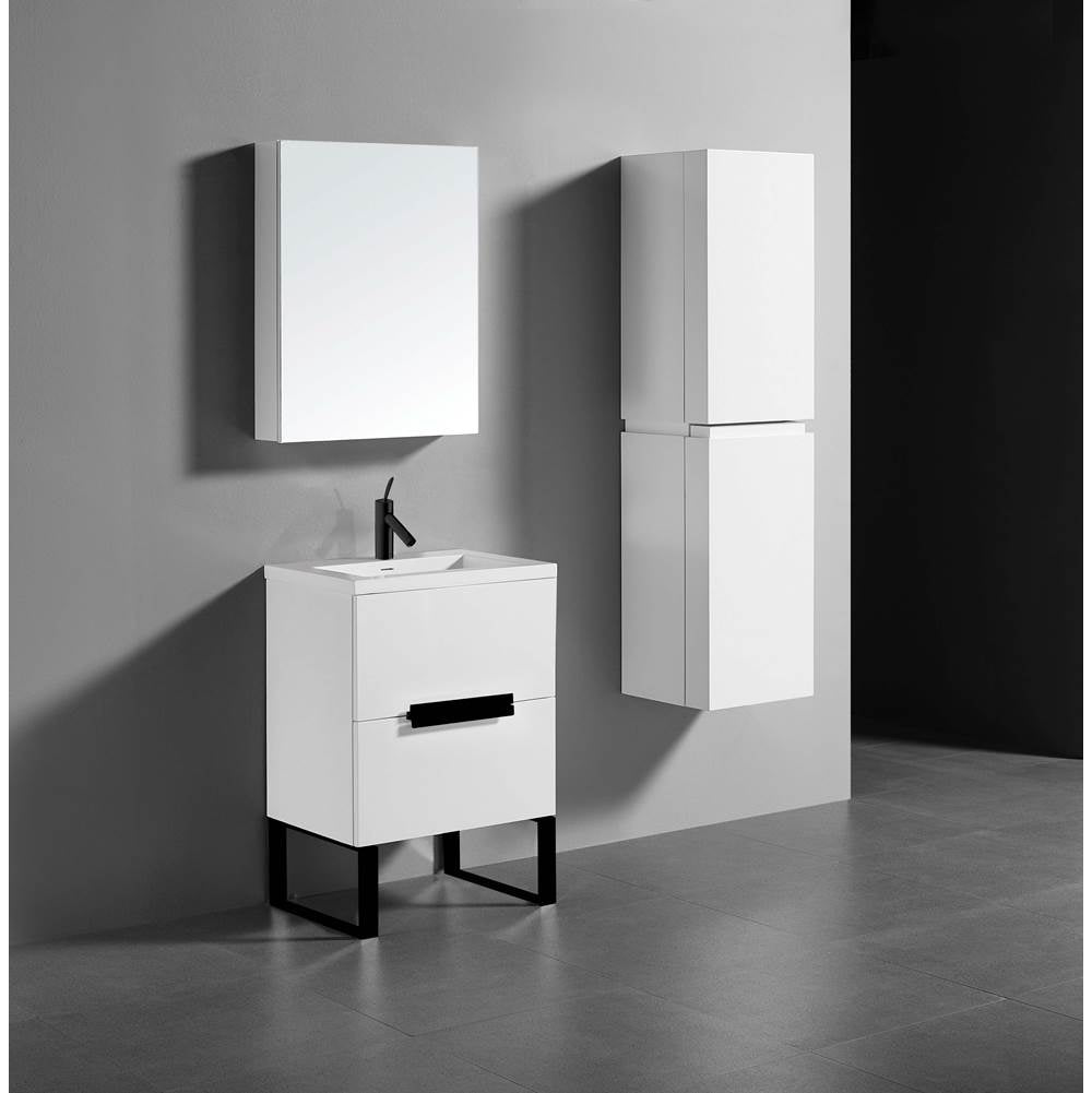 Madeli - Madeli Soho 24'' Free standing Vanity Cabinet in White/HW: Matte Black(MB) - White With Matte Black